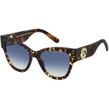 Marc Jacobs Women's Cat Eye Havana Sunglasses Light Blue Shaded Brown 53 MM