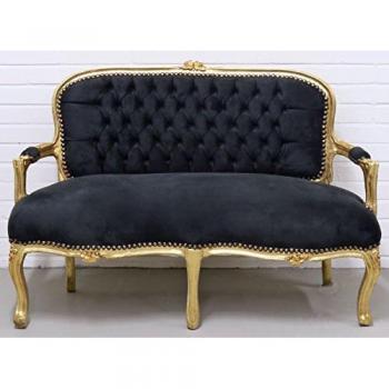 Casa Padrino Baroque Kids Bench Black/Gold 90 x 38 x H. 67 cm - Antique Style Children's Furniture