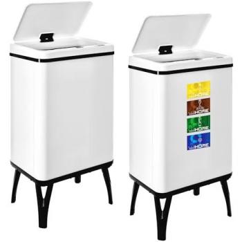 Cubos de Basura Inteligentes Wellhome Blanco 40L (x35,5x26) - 2 unidades, con etiquetas magnéticas, dimensiones: 35,5x26x71,5 cm