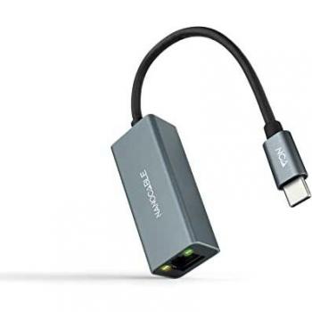 NANOCABLE 10.03.0406 - Conversor USB-C a Ethernet Gigabit 10/100/1000 Mbps, Aluminio, Gris, 15 cm