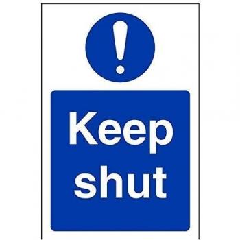 vsafety 18058 ag-s señal obligatoria,Keep Shut, autoadhesivas, vertical, 100 mm x 150 mm), color azul
