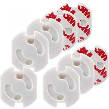 20 Piezas Protector Enchufes Seguridad Infantil Con Mecanismo De Giro Y Adhesivo 3M enchufe Copia de seguridad para bebés y niños Seguridad Infantil Protector de Enchufe, Blanco
