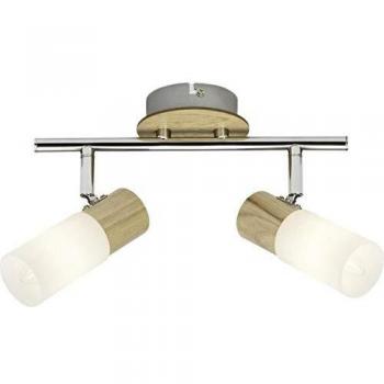 Downlight Babsan 27.5 cm, madera clara, 2 luces E14, cabezas giratorias