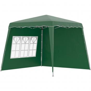 Outsunny Carpa Plegable con 2 Paredes Laterales 2,4x2,4 m Cenador Pabellón de Jardín con Altura Ajustable y Protección UV50+ (Ver