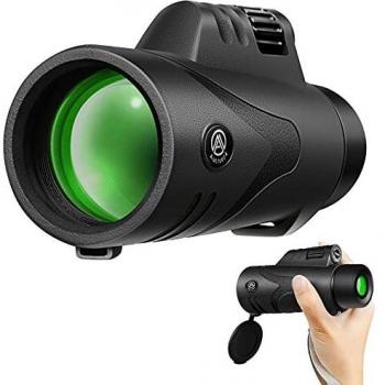 Monocular Telescopio Potente AUCRSOZK 12x42 HD Compacto Starscope Monoculares de Largo Alcance con BAK4 FMC Prisma para Observación De Aves Caza Senderismo Viajeo Exterior - Negro