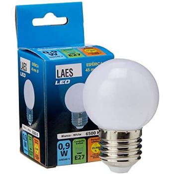 Bombilla LED decorativa esférica E27 0,9W blanca 45 x 72 mm