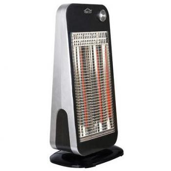 Stufa Eléctrica Halógena Oscilante 450-900W Negro y Plata