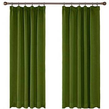 Amazon Brand - Umi Cortinas Dormitorio Moderno Salon Opacas Decoracion Termicas Aisantes Fruncidas 2 Piezas 117x229cm Verde