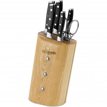 3 Claveles Juego Cocina, Madera,Acero Inoxidable, 5 Cuchillos Ash Toledo + 1 Tijera Star