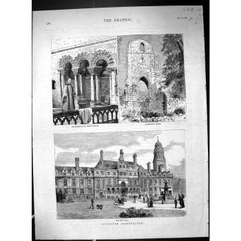 Impresión 1882 de la Antigüedad del Priorato de Ulverscroft de la Iglesia de Ayuntamiento de Leicester Sedilla Maria