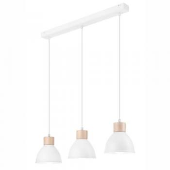 Lámpara de Suspensión Nico - Metal y Madera Blanca - 80x70x15 cm