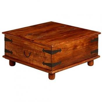 vidaXL Mesa Centro Madera Sheesham 80x80x40 cm Mesilla Café Té Mueble Auxiliar