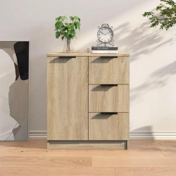 Aparador de madera contrachapada color roble Sonoma 60x30x70 cm - Mueble de Almacenaje de Salón, Buffet para salón Moderno, Armario Auxiliar, Armario de Almacenamiento