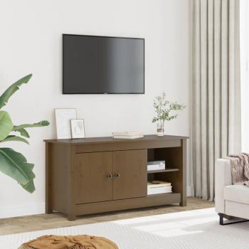 Mueble de TV de madera maciza de pino 103x36,5x52 cm marrón miel