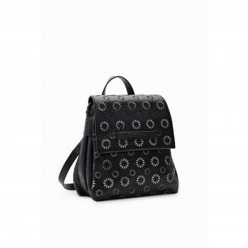 Desigual Mochila Pequeña Amorina Covasna con Detalles Troquelados para Mujer, Color Negro, Referencia 23WAKP08-1006