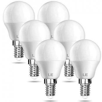 LE Bombilla LED E14, bombilla 5W 470 lúmenes, equivalente a bombilla incandescente 40W, 2700 K blanco cálido, bombilla P45 de ángulo de haz de 200 °, Ahorro de energía, Paquete de 6
