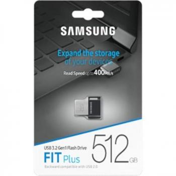 Samsung Fit Plus MUF-512AB 512GB USB 3.1 unidad flash USB tipo A 3.2 Gen 1 (3.1 Gen 1) Negro, Acero inoxidable
