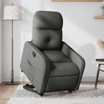 Sillón reclinable elevable de tela gris oscuro vidaXL