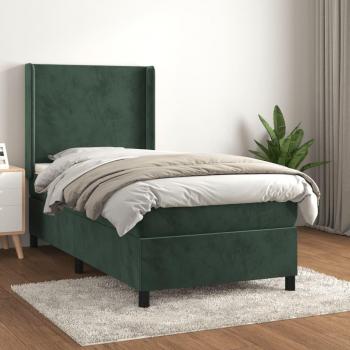 Cama box spring suave con colchón verde oscuro 90x190 cm Terciopelo Vidaxl