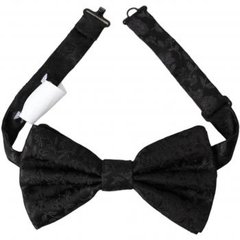 Dolce & Gabbana Black Brocade Silk Adjustable Neck Men Bow Tie