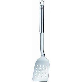 Rösle Perforated Spatula with Round Handle, 34.5 cm, Stainless Steel, Dishwasher Safe