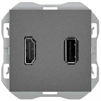 Conector HDMI + USB Tipo A Titanio Simon 270 20000095-096