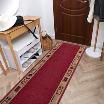 Alfombra de pasillo RUGSX Jena burdeos 120x280 cm, antideslizante, refuerzo de goma, diseño moderno, durable