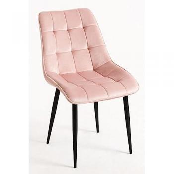 Silla Cade Terciopelo Rosa - Silla de comedor con tapizado en terciopelo, estilo moderno, color rosa