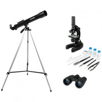 Telescopio Refractor Celestron 900x Negro con Kit de Microscopio y Binoculares Científicos