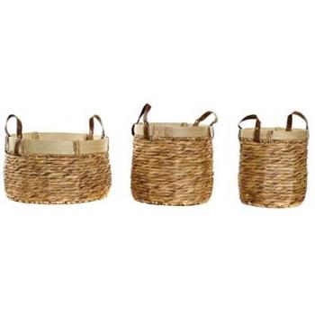 Juego de Cestas de Bambú Tropical DKD Home Decor (3 piezas) 40 x 40 x 24 cm