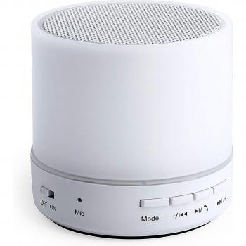 Altavoz Bluetooth DAM con luces LED multicolor, potencia de 3W, batería de 300 mAh y dimensiones de 6x6x6 cm - Color blanco