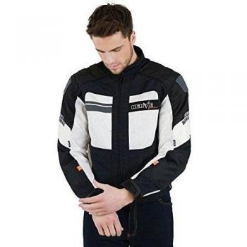 Nerve Chaqueta de Moto Greenland con Chaqueta Impermeable Separada, Negro/Blanco, M