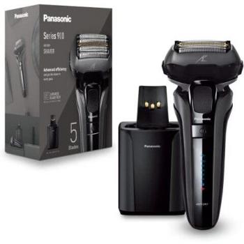 Afeitadora Eléctrica Panasonic ES-LV9U, Recargable, Motor Lineal, 5 Cuchillas, Negro, Wet & Dry con Estación de Limpieza