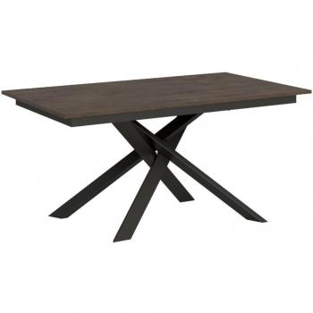 Mesa extensible Ganty 90x160/220 cm efecto madera nogal con borde y estructura antracita