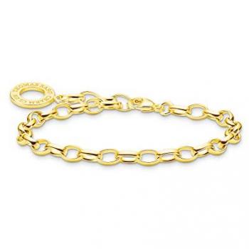 Ladies THOMAS SABO Charm Club Gold Plated Charm Bracelet X0031-413-39, Size 19.5cm