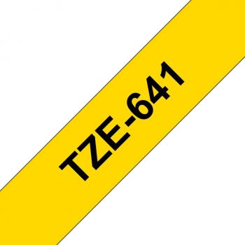 Cinta Laminada Compatible Brother TZe641 - Texto Negro sobre Fondo Amarillo - Ancho 18mm x 8 metros