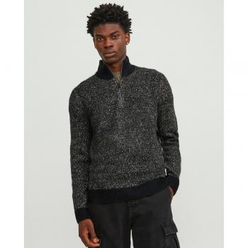 Jersey de punto cuello media cremallera para hombre en color negro