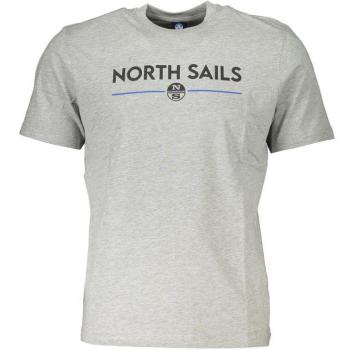 North Sails Gray Cotton Print Logo T-Shirt - Size M