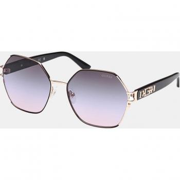 Guess Oversized Geometric Metal Sunglasses in Black with Purple Gradient Lenses, Model GU7913