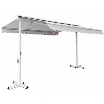 Toldo a dos aguas 3 x 4m con 4 losas pesadas color crema