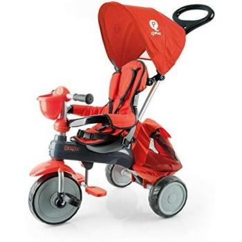 QPLAY Triciclo evolutivo Ranger - Rojo - De 10 a 36 Meses - Acolchado con Bolso y Capota
