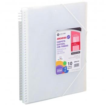 Carpeta 20 fundas A4 espiral Archivex Star transparente