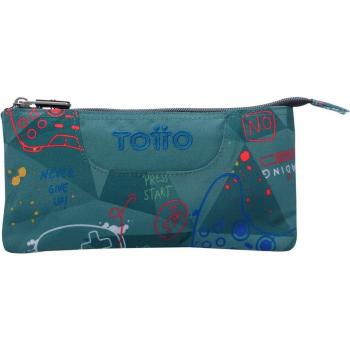 Estuche Totto Tablero Escolar Eco-Friendly Tres Compartimentos Color Gris Sticks