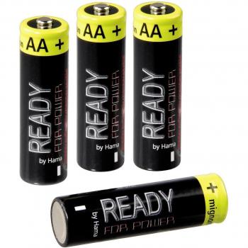 Hama - RechargeableReady4Power NiMH Batteries, Níquel e Hhidruro Metálico, 2200 mAh, 1.2 V, AA Mignon, 4 piezas