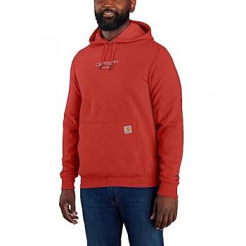 Carhartt Sudadera con Capucha Ligera y Gráfica de Logo - Rojo, Modelo TS5569, Ajuste Relajado, Tamaño S para Hombre