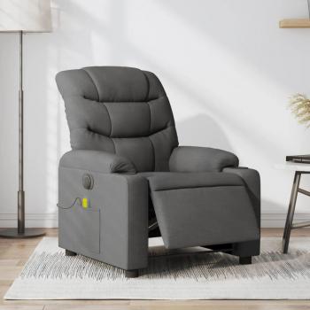 Sillón reclinable de masaje eléctrico de tela gris oscuro Vidaxl