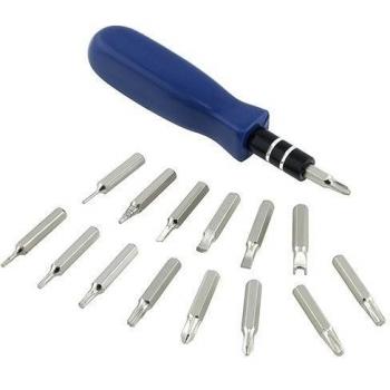 SODIAL(R) Juego de Destornillador Magnetico con 15 Brocas Bueno para Telefonos Celulares, Computadoras, Dispositivos de Juegos Incluye: T6, TORX, PHILIPS, ENCAJADO, LLAVE, TRI-WING, DOBLADA HERRAMIENTA DE PALANCA, LEZNA REDONDA, RESET PIN para Game Boy, N