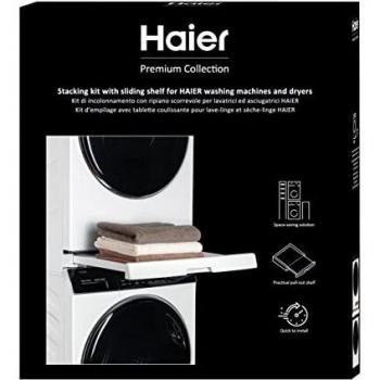 Kit de Apilamiento Haier HASTKU10 con Estante Deslizante, Compatible con Series 3, 5, 7 Lavadoras y Secadoras, Ahorro de Espacio, Blanco