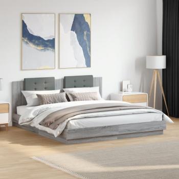 Cabecero de marco redondo gris Sonoma 160x200 cm madera multicapa