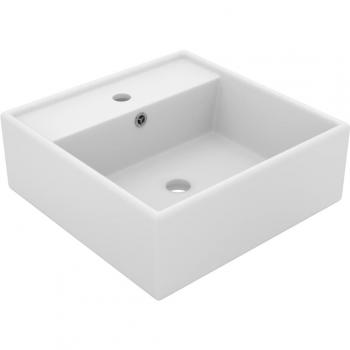 Lavabo cuadrado de cerámica blanco mate con rebosadero 41x41 cm